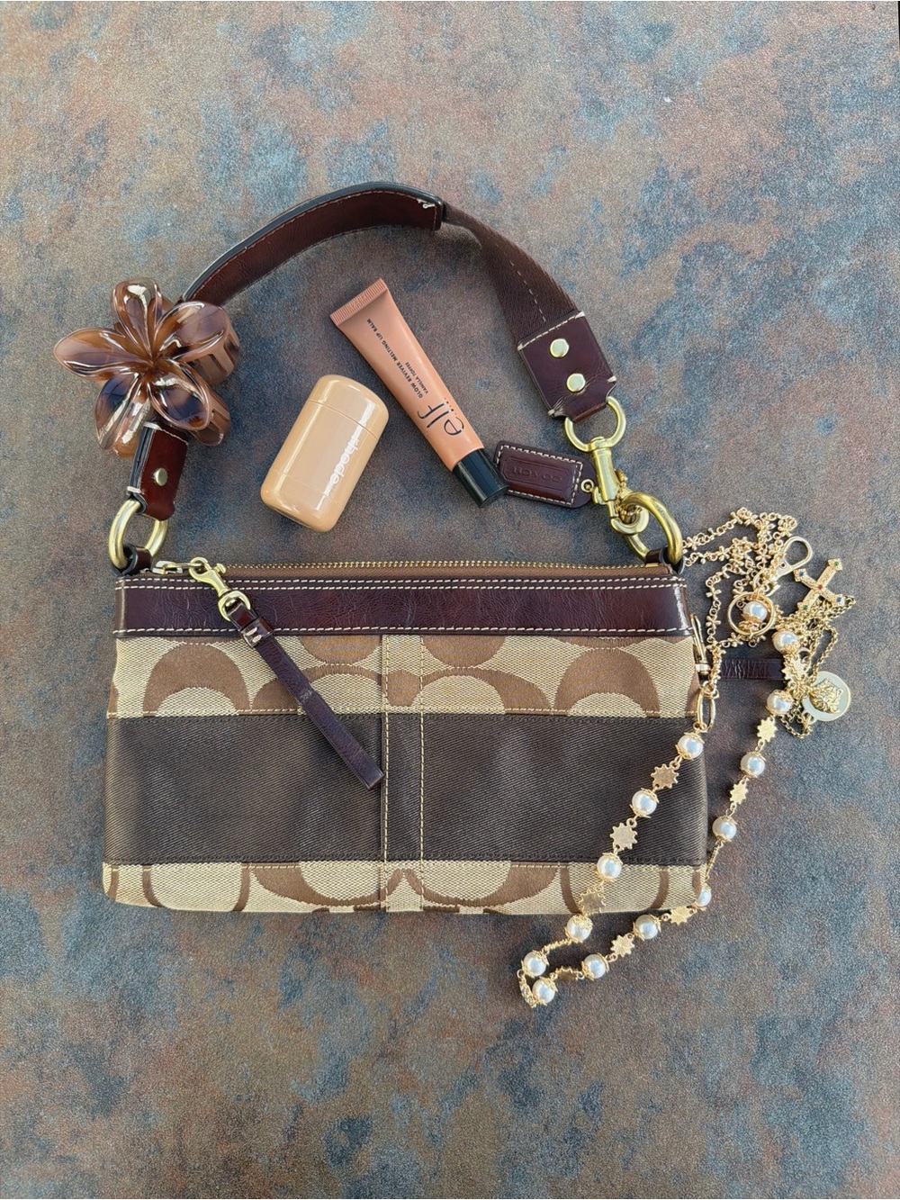 Vintage 2006 Coach Signature Stripe Demi Shoulder Bag